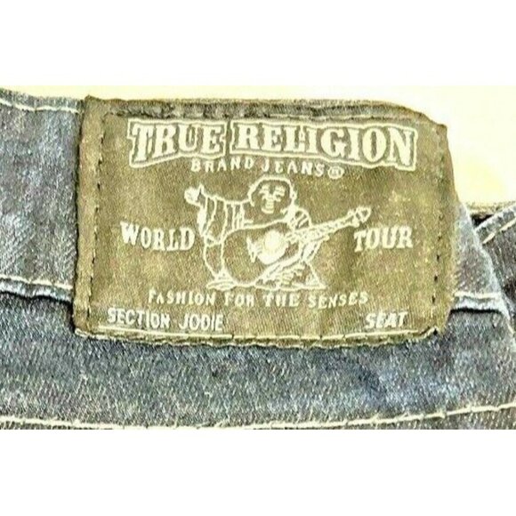 True Religion World Tour Jodie Womens Jeans Size 27 Stretch Denim Raw Hem Dark W - Picture 6 of 10